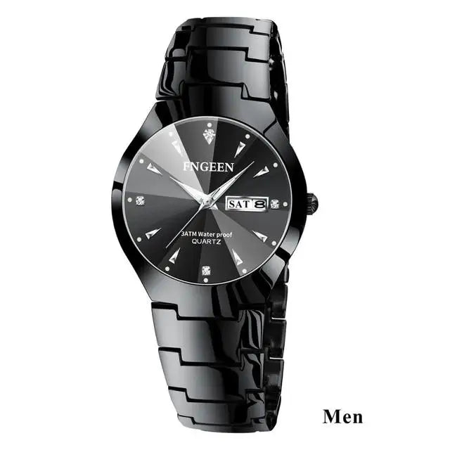 Couple Watches for Lovers Quartz Wristwatch Fashion Business Men Watch for Women Watches Tungsten Steel Coffee Gold Pair Hour