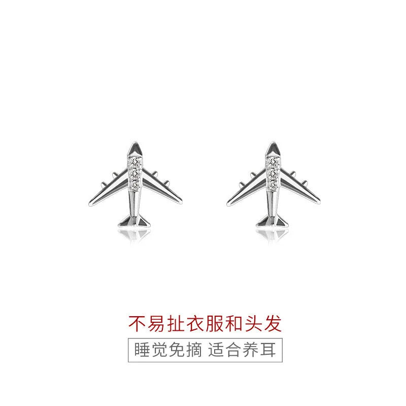 925 Sterling Silver plane Earrings Women Simple Fashion Wedding Jewelry Accessories