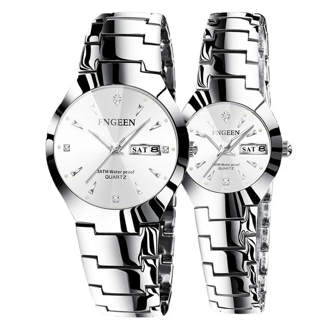 Couple Watches for Lovers Quartz Wristwatch Fashion Business Men Watch for Women Watches Tungsten Steel Coffee Gold Pair Hour