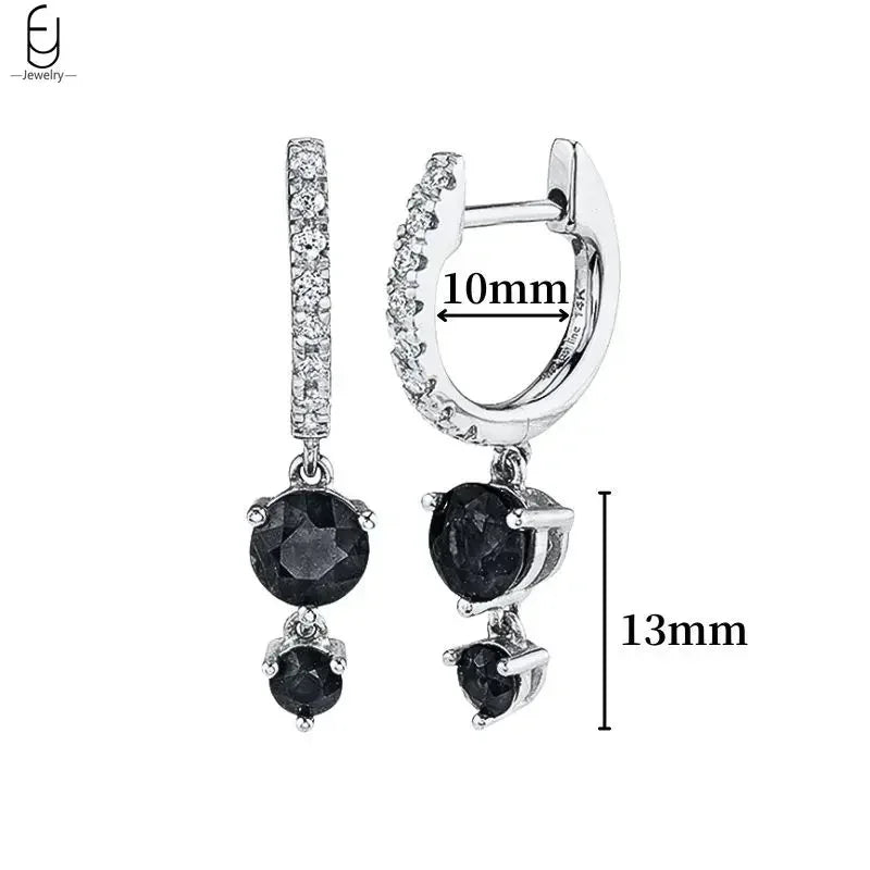 925 Sterling Silver Ear Buckles Fashion Hoop Earrings Black Crystal Pendant Silver Earrings High Quality Women's Jewelry Gifts