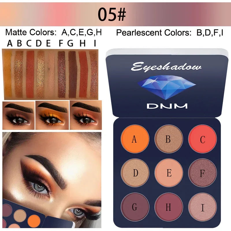 9 Colors Nude Eyeshadow Powder Makeup Palette Matte Shimmer Eye Pigmented Powder Make Up New Warm Earth Color Eyeshadow