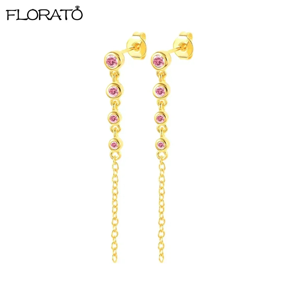 925 Sterling Silver Needle Cute Pink Heart Earrings 18K Gold Hoop Earrings for Women Fashion Puncture Jewelry Ear Accessories