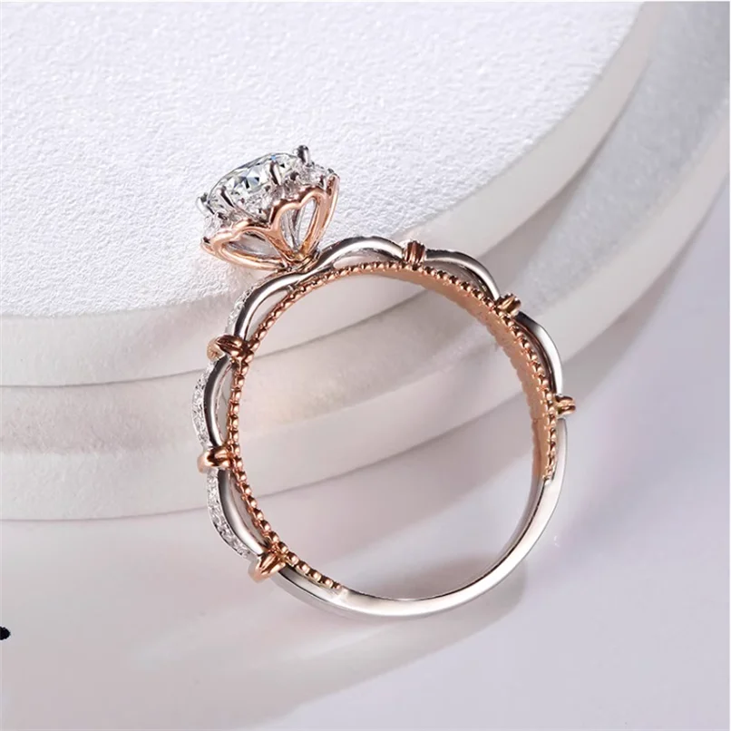 CC Proposal Rings for Women Lover Rose Gold Plated 1 Carat Engagement Wedding Accessories Fashion Jewelry CC1348