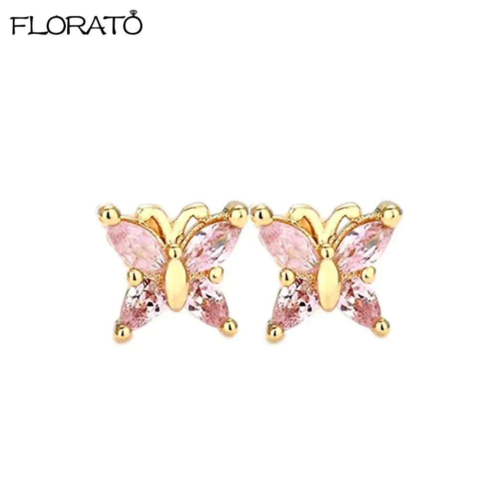 925 Sterling Silver Needle Cute Pink Heart Earrings 18K Gold Hoop Earrings for Women Fashion Puncture Jewelry Ear Accessories