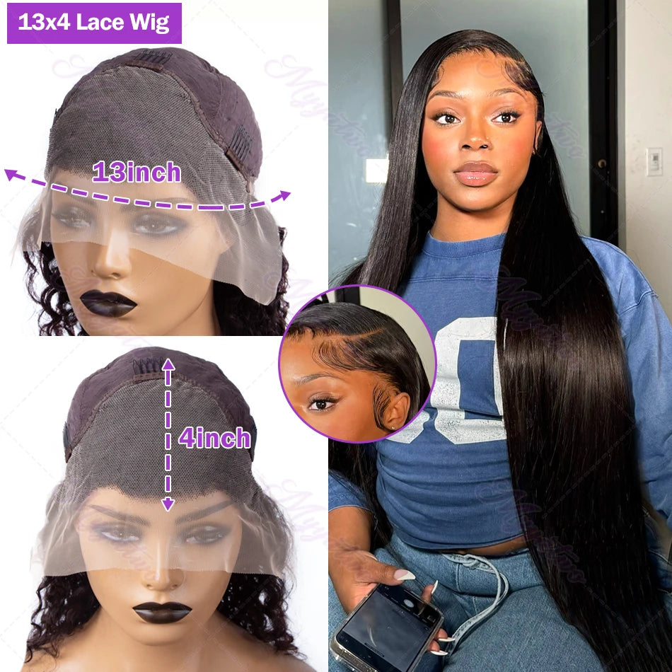 30 40 Inch Bone Straight 13x6 13x7 Transparent Lace Front Wig 250 Density 13x4 HD Lace Frontal Wigs Human Hair 6x6 CLosure Wig