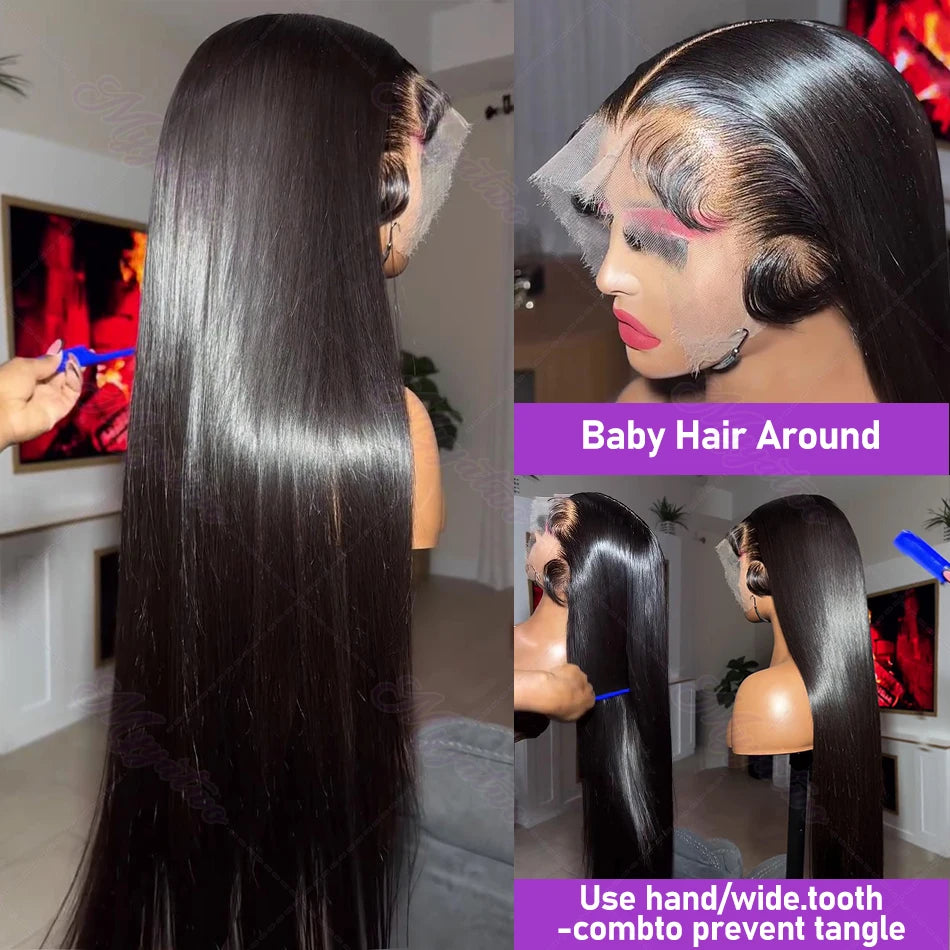 30 40 Inch Bone Straight 13x6 13x7 Transparent Lace Front Wig 250 Density 13x4 HD Lace Frontal Wigs Human Hair 6x6 CLosure Wig