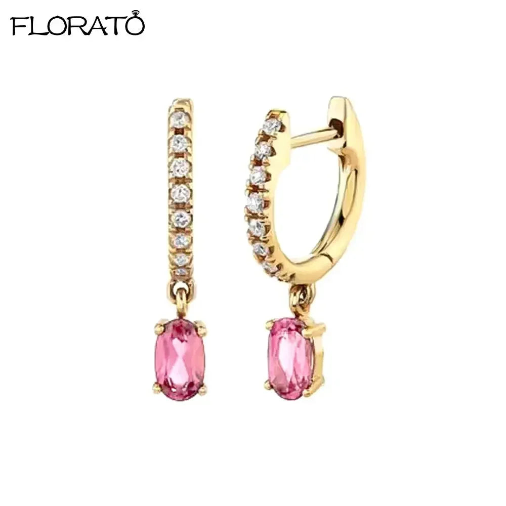 925 Sterling Silver Needle Cute Pink Heart Earrings 18K Gold Hoop Earrings for Women Fashion Puncture Jewelry Ear Accessories