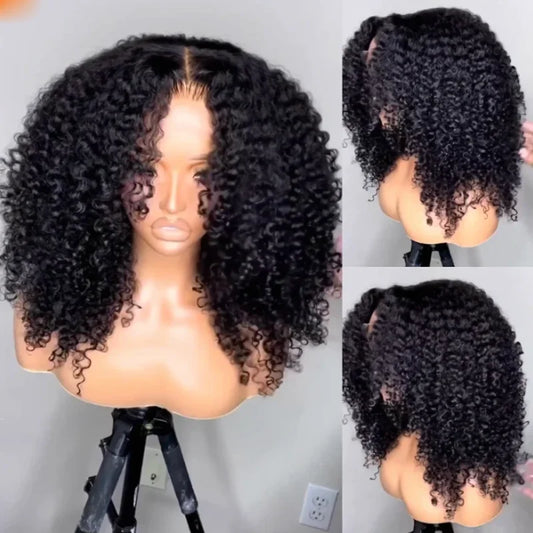 Soft 180 Density 26 inch Soft Black Kinky Curly Preplucked Lace Front Wig For Women Natural Hairline Wig With Baby Hair