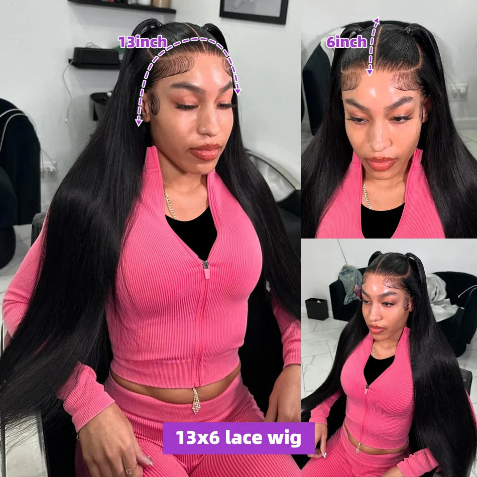 30 40 Inch Bone Straight 13x6 13x7 Transparent Lace Front Wig 250 Density 13x4 HD Lace Frontal Wigs Human Hair 6x6 CLosure Wig