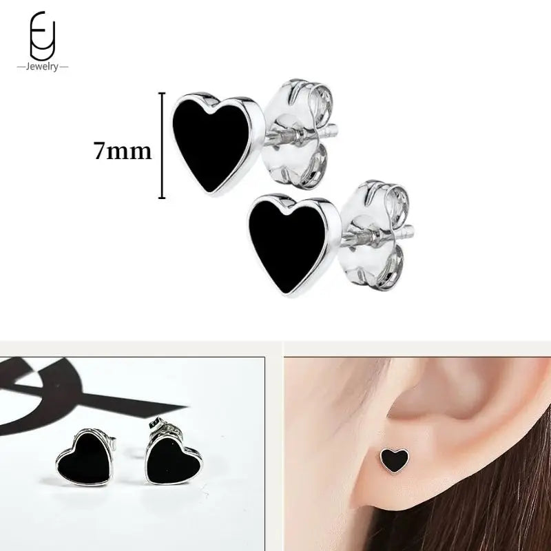 925 Sterling Silver Ear Buckles Fashion Hoop Earrings Black Crystal Pendant Silver Earrings High Quality Women's Jewelry Gifts