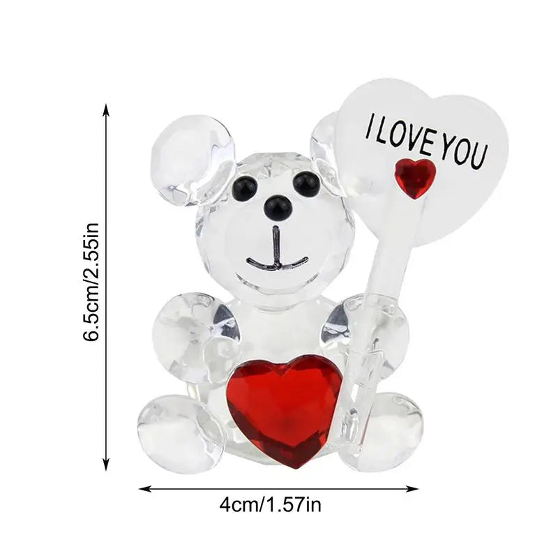 Crystal Bear Figurine Valentines Day Crystal Bear Pretty Crystal Ornament Valentine's Day small gift living room interior decor