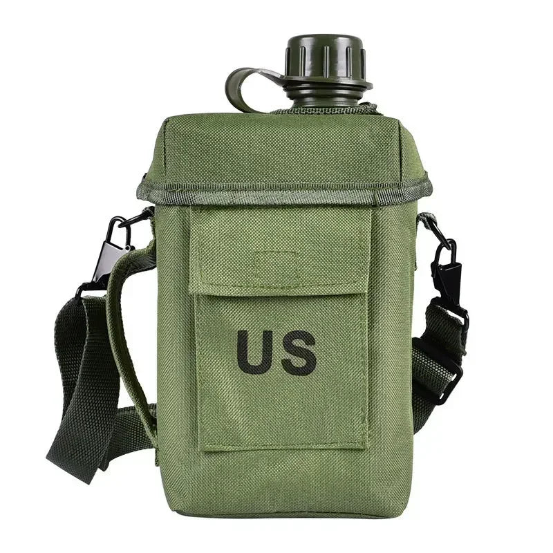 Large Capacity Tactical Sport water bottle Army 2L 2 liter Molle Outdoor with Bag Shoulder Strap cantil camping waterbottle