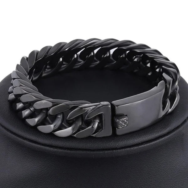 Luxury Fashion Hip Hop Curb Chain Bracelet Double Buckle Domineering Bracelet Valentines Day Gift for Boyfriend Mens Jewellery