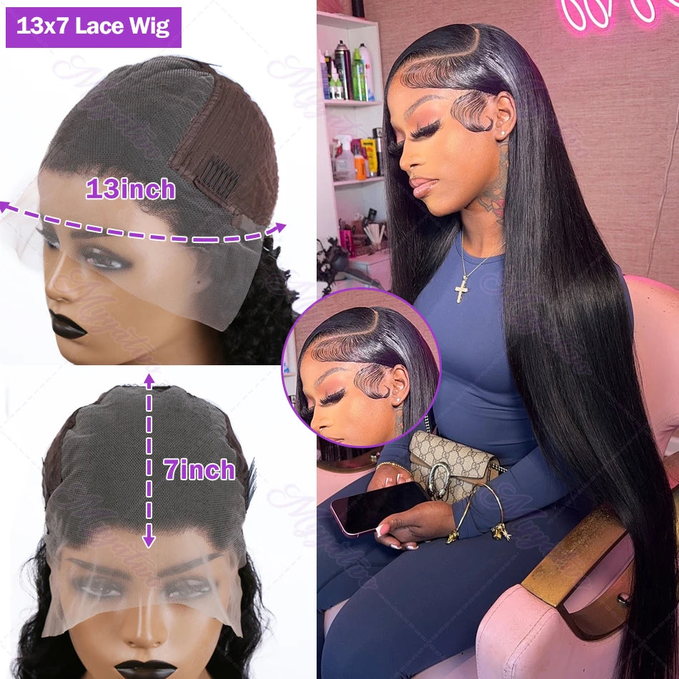 30 40 Inch Bone Straight 13x6 13x7 Transparent Lace Front Wig 250 Density 13x4 HD Lace Frontal Wigs Human Hair 6x6 CLosure Wig