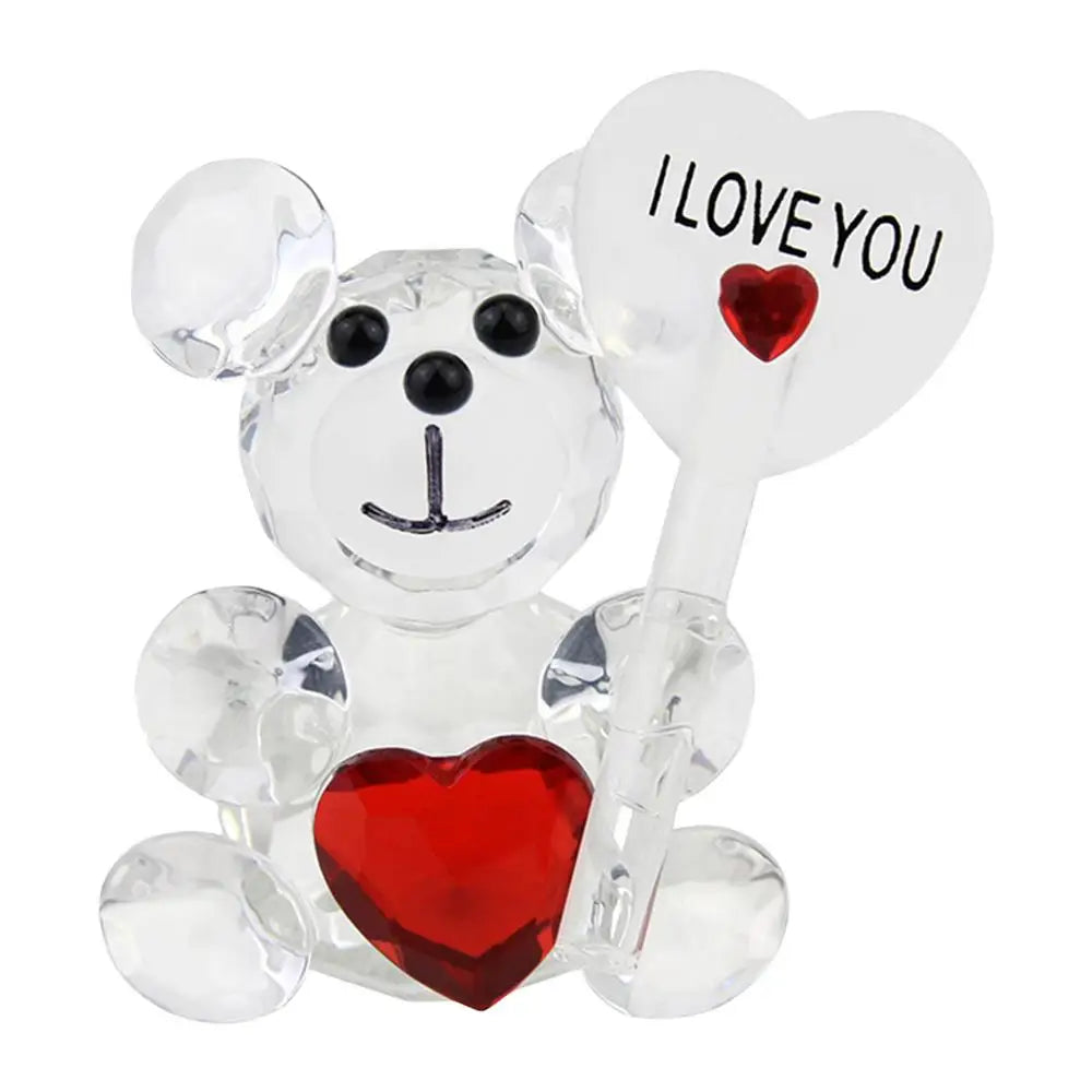 Crystal Bear Figurine Valentines Day Crystal Bear Pretty Crystal Ornament Valentine's Day small gift living room interior decor