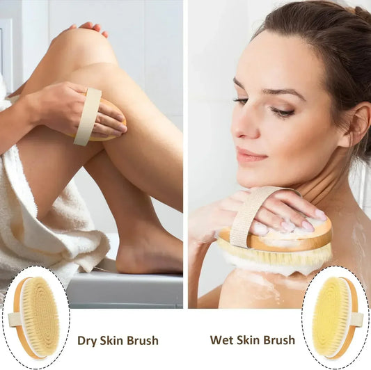 Dry Body Brushes, Exfoliating Body Scrubbers, Natural Bristles for Dry Skin, Improve Circulation, Stop Ingrown Hairs