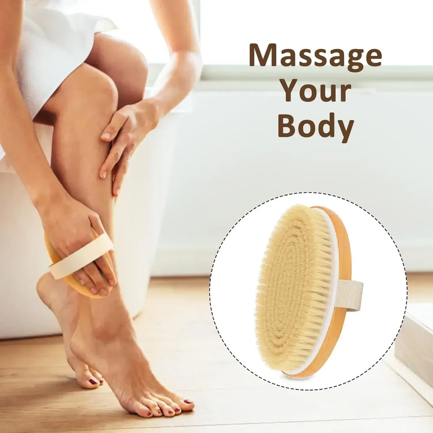 Dry Body Brushes, Exfoliating Body Scrubbers, Natural Bristles for Dry Skin, Improve Circulation, Stop Ingrown Hairs