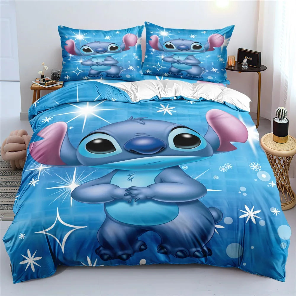 Hot Lilo Stitch Bedding Set Boys Girls Decorate Bedroom Twin Full Queen King Size Duvet Cover Pillowcases for Kids Gifts