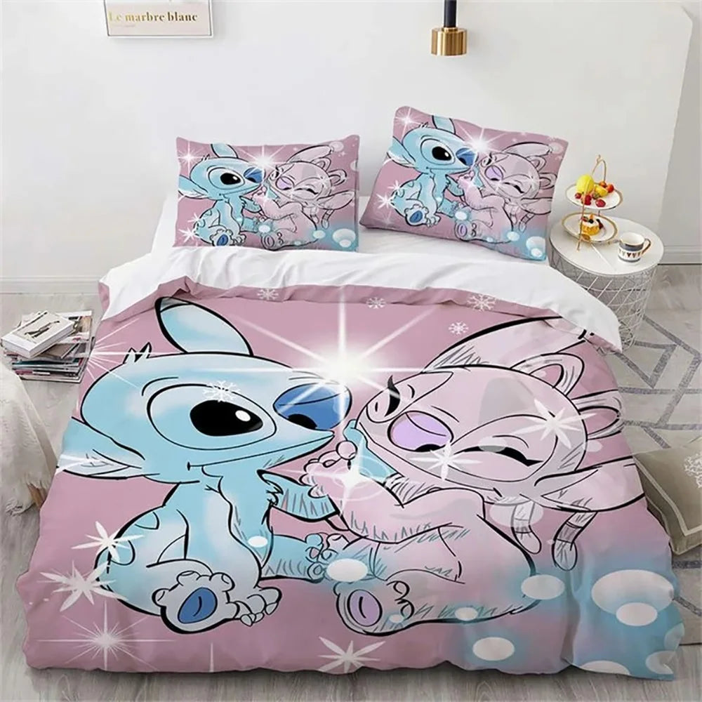 Hot Lilo Stitch Bedding Set Boys Girls Decorate Bedroom Twin Full Queen King Size Duvet Cover Pillowcases for Kids Gifts