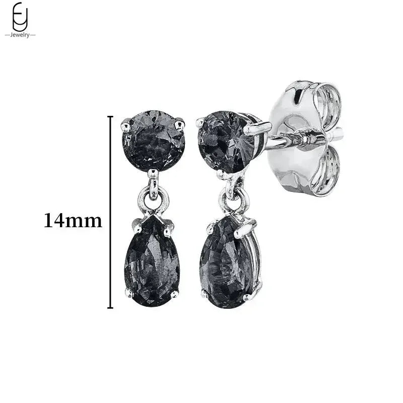 925 Sterling Silver Ear Buckles Fashion Hoop Earrings Black Crystal Pendant Silver Earrings High Quality Women's Jewelry Gifts