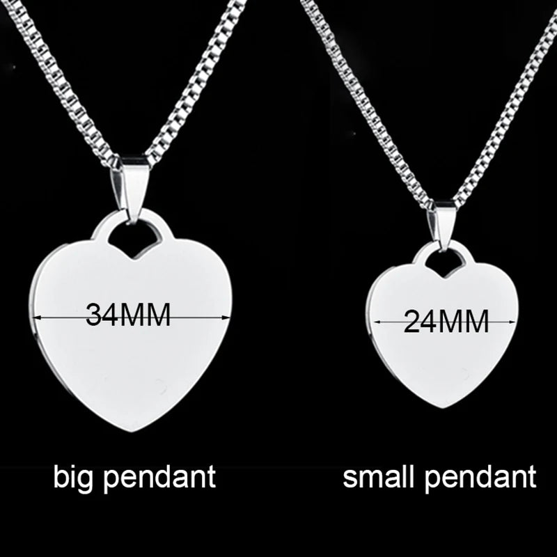 Treebud Custom Photo Name Necklace Stainless Steel For Lovers Family Laser Engraved Heart Pendant Jewelry Gifts