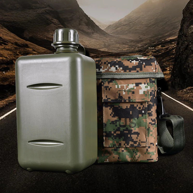 Large Capacity Tactical Sport water bottle Army 2L 2 liter Molle Outdoor with Bag Shoulder Strap cantil camping waterbottle