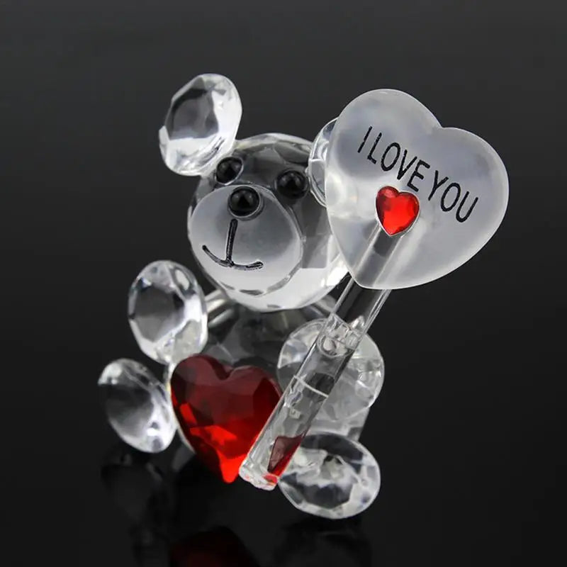 Crystal Bear Figurine Valentines Day Crystal Bear Pretty Crystal Ornament Valentine's Day small gift living room interior decor