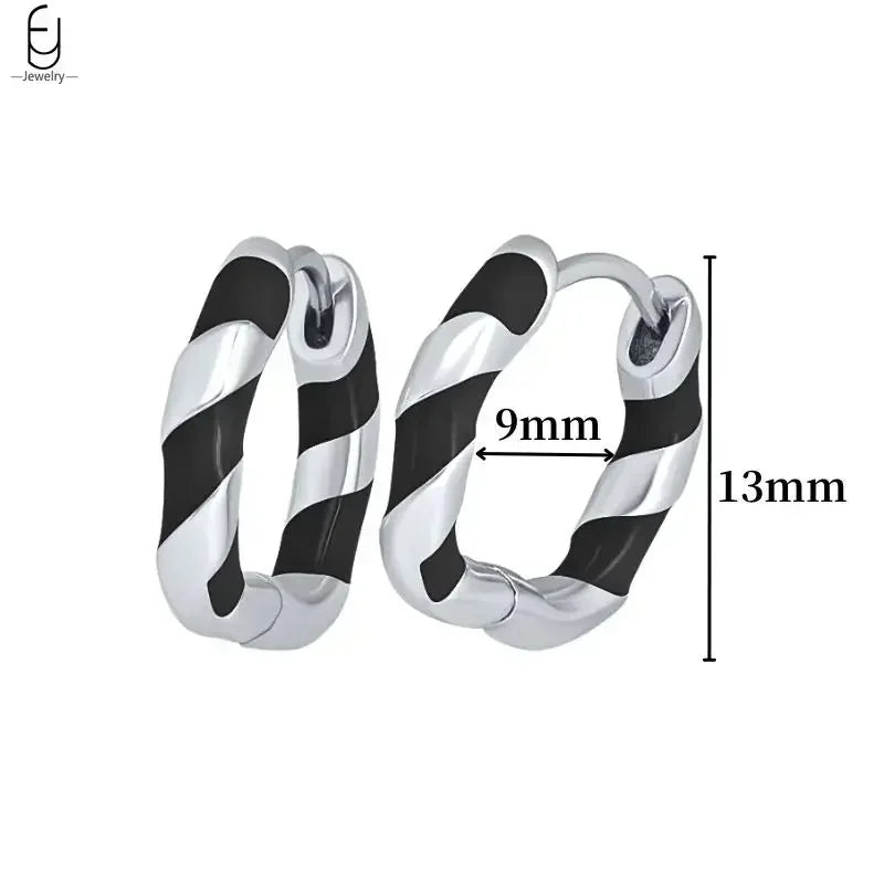 925 Sterling Silver Ear Buckles Fashion Hoop Earrings Black Crystal Pendant Silver Earrings High Quality Women's Jewelry Gifts